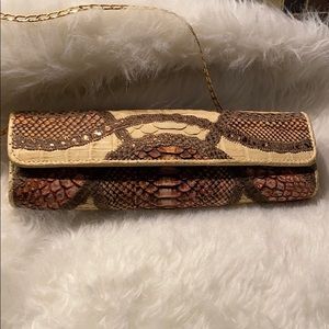 Mint Fatto a Mano Carlos Falchi Python Clutch